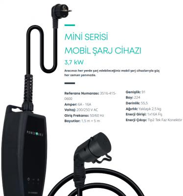 MİNİ SERISI -MOBIL ŞARJ CIHAZI 3,7 kW-