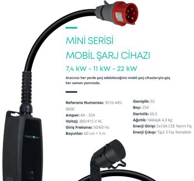 MİNİ SERISI -MOBIL ŞARJ CIHAZI- 7,4 kW - 11 kW - 22 kW
